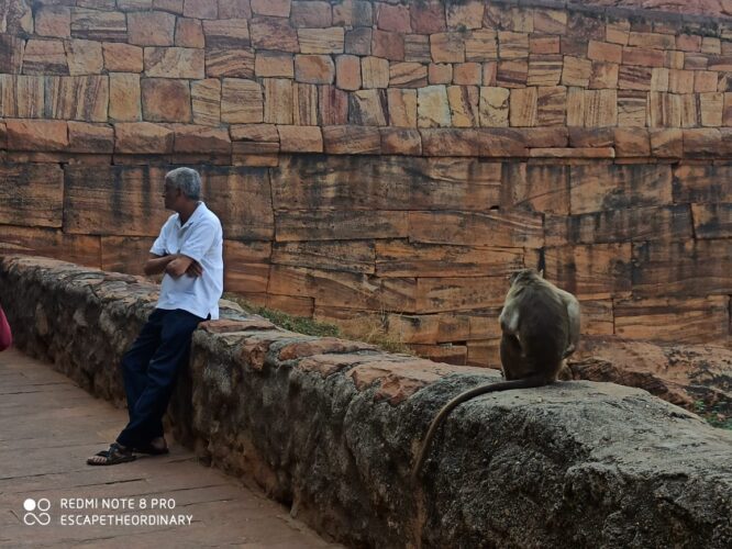 Resting bench outside badami cave temples