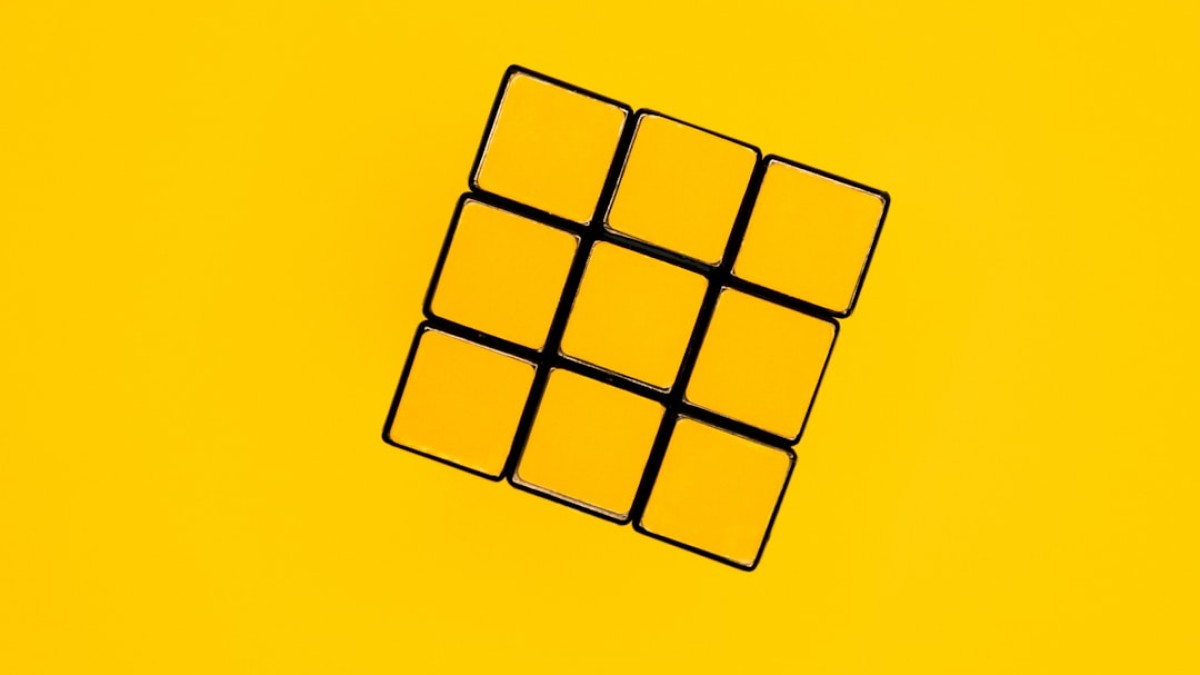 white and blue square illustration