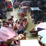 Rush time in Floating Market Bangkok