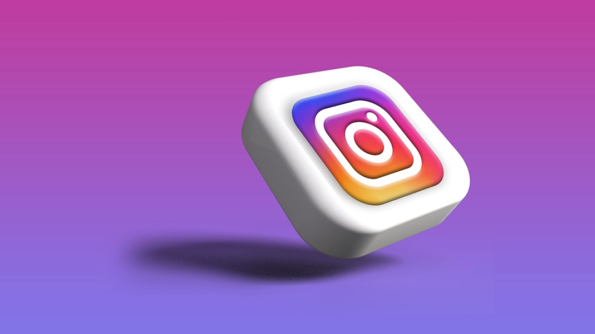 a white cube with a colorful instagram logo on it