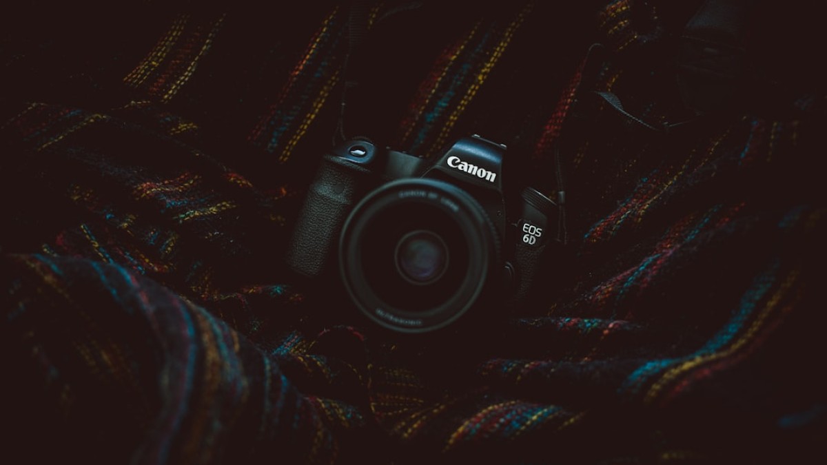 black Canon DSLR camera